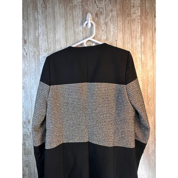 Calvin‎ Klein Skirt Suit 8 Gray Metallic Black Colorblock Ribbed Stretch Lined - Picture 6 of 16